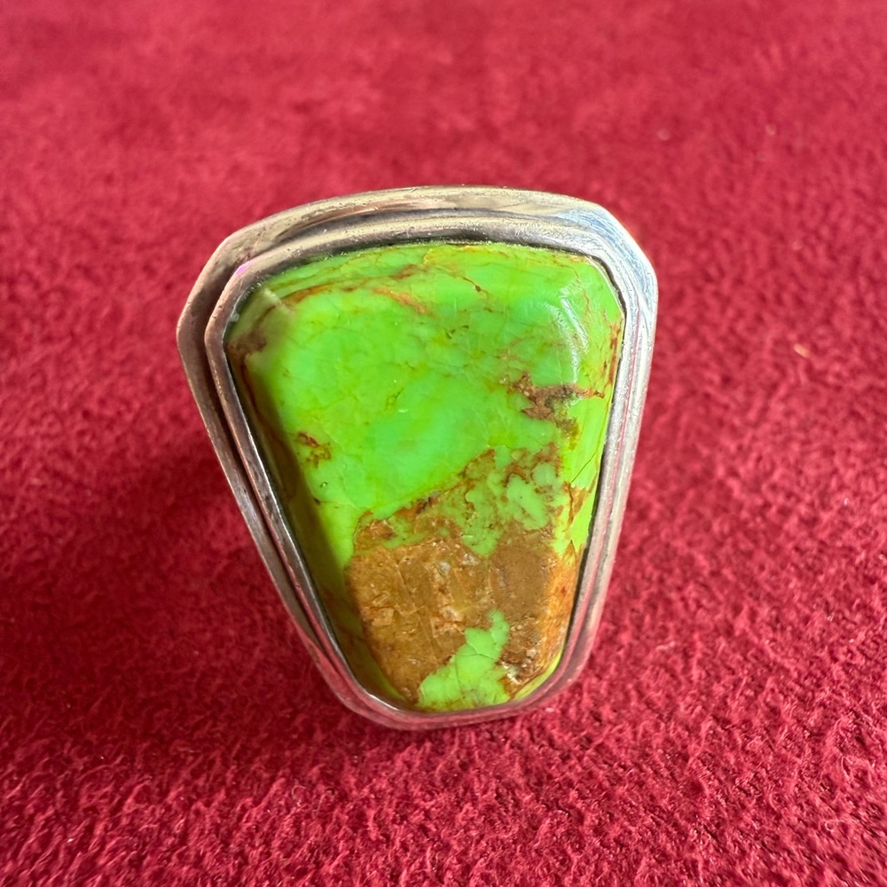 Green Turquoise Silver Ring - image 4